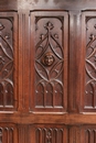 Gothic style Hall bench in Walnut, France 19th century