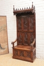 Gothic style Hall bench in Walnut, France 19th century