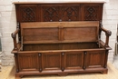 Gothic style Hall bench in Walnut, France 19th century