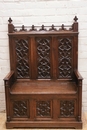 Gothic style Hall bench in Oak, France 19th century