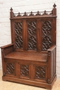 Gothic style Hall bench in Oak, France 19th century