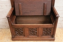Gothic style Hall bench in Oak, France 19th century