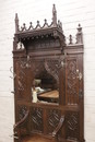 Gothic style Hall bench/hall tree in Oak, France 19th century