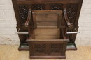 Gothic style Hall bench/hall tree in Oak, France 19th century