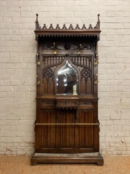 Gothic hall stand in walnut