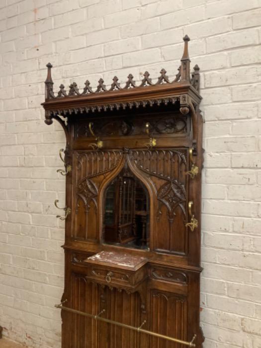 Gothic hall stand in walnut