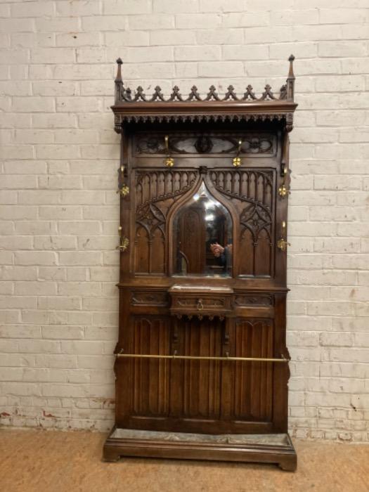 Gothic hall stand in walnut