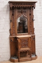 Gothic style Hall tree  in Oak, France 19th century