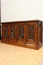 Gothic style Oak Gothic 4 door sideboard in Oak, France 19th century