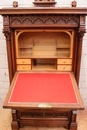 Gothic style Secretary desk in walnut and marble, France 19th century