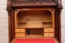 Gothic style Secretary desk in walnut and marble, France 19th century