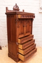 Gothic style Secretary desk in walnut and marble, France 19th century