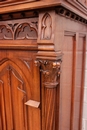 Gothic style Secretary desk in walnut and marble, France 19th century