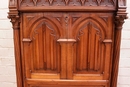 Gothic style Secretary desk in walnut and marble, France 19th century