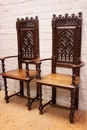 Gothic style Arm chairs in chestnut, France 19th century