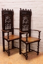 Gothic style Arm chairs in chestnut, France 19th century