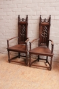 Gothic style Arm chairs in Oak, France 19th century