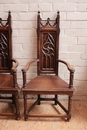 Gothic style Arm chairs in Oak, France 19th century