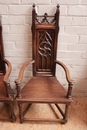 Gothic style Arm chairs in Oak, France 19th century