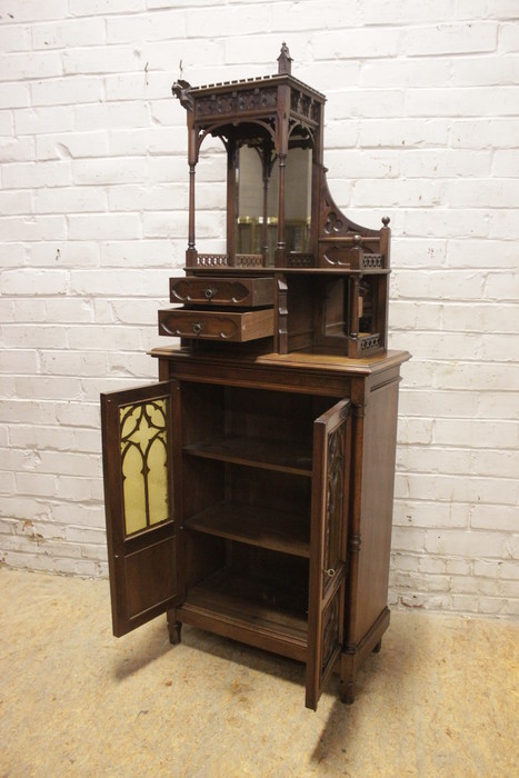 Gothic style cabinet in walnut