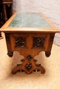 Gothic style Center table in walnut and marble, France 19th century