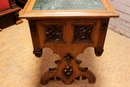 Gothic style Center table in walnut and marble, France 19th century