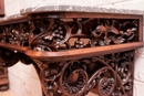 Gothic style Console in walnut and marble, France 19th century