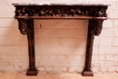 Gothic style Console in walnut and marble, France 19th century