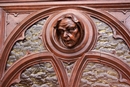 Gothic style Corner bookcase in Walnut, France 19th century