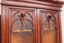Gothic style Corner bookcase in Walnut, France 19th century