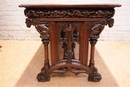 Gothic style Desk and arm chair in Walnut, France 19th century