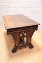 Gothic style Desk and arm chair in Walnut, France 19th century