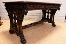 Gothic style Desk and arm chair in Walnut, France 19th century