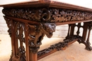 Gothic style Desk and arm chair in Walnut, France 19th century