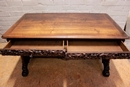 Gothic style Desk and arm chair in Walnut, France 19th century