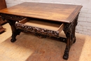 Gothic style Desk and arm chair in Walnut, France 19th century