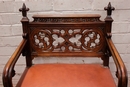 Gothic style Desk and arm chair in Walnut, France 19th century