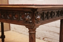 Gothic style Desk table and arm chair in Walnut, France 19th century