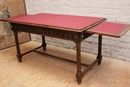 Gothic style Desk table and arm chair in Walnut, France 19th century