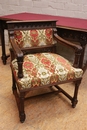 Gothic style Desk table and arm chair in Walnut, France 19th century