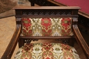 Gothic style Desk table and arm chair in Walnut, France 19th century