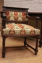 Gothic style Desk table and arm chair in Walnut, France 19th century