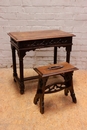 Gothic style Desk table and stool in Oak, France 19th century