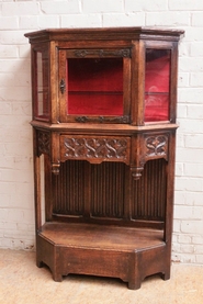 Gothic style display cabinet in oak