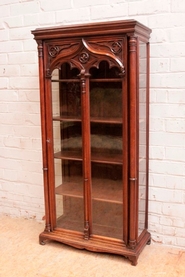 Gothic style display cabinet walnut