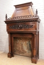 Gothic style Fire mantle in Walnut, France 19th century
