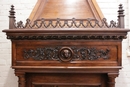 Gothic style Fire mantle in Walnut, France 19th century