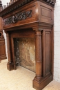 Gothic style Fire mantle in Walnut, France 19th century