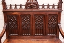 Gothic style Hall bench in Oak, France 19th century