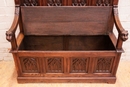 Gothic style Hall bench in Oak, France 19th century